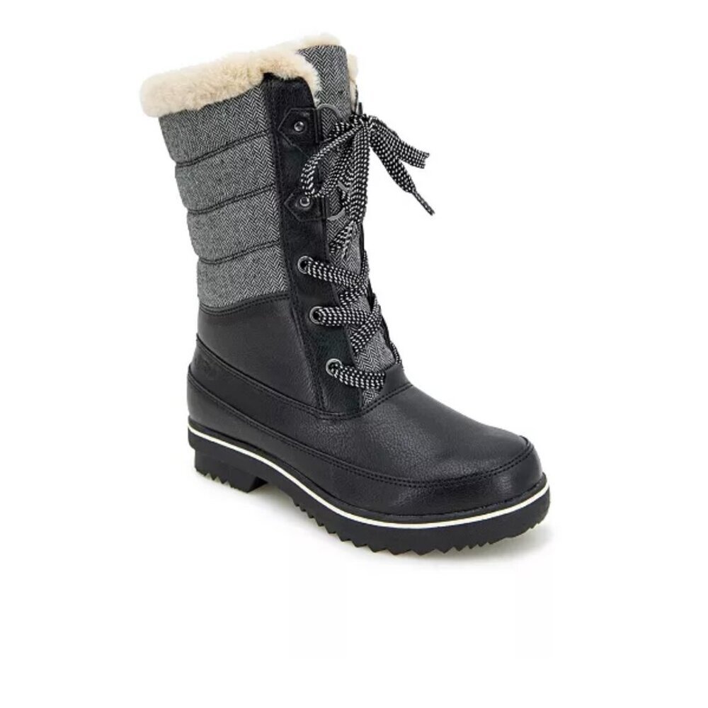 JBU Women Herringbone Siberia Cold Weather Block Heel Boots water resistant 9.5M
